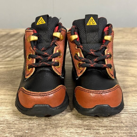 Nike ACG Toddler Boots Black & Brown Leather Lace-Up Waterproof Rubber sz 4C - Picture 3 of 8